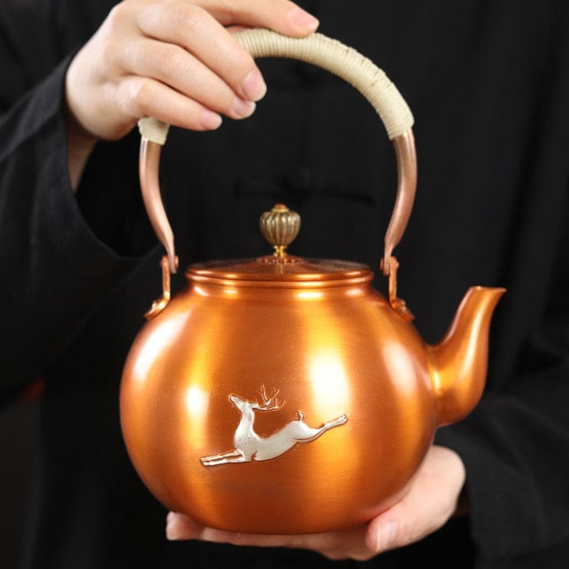 Chinesische Teekanne Aus Kupfer Hirsch 1.6l