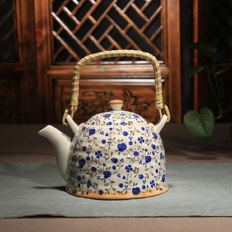 Chinesische Teekanne Aus Porzellan Blaue Blumen 900ml