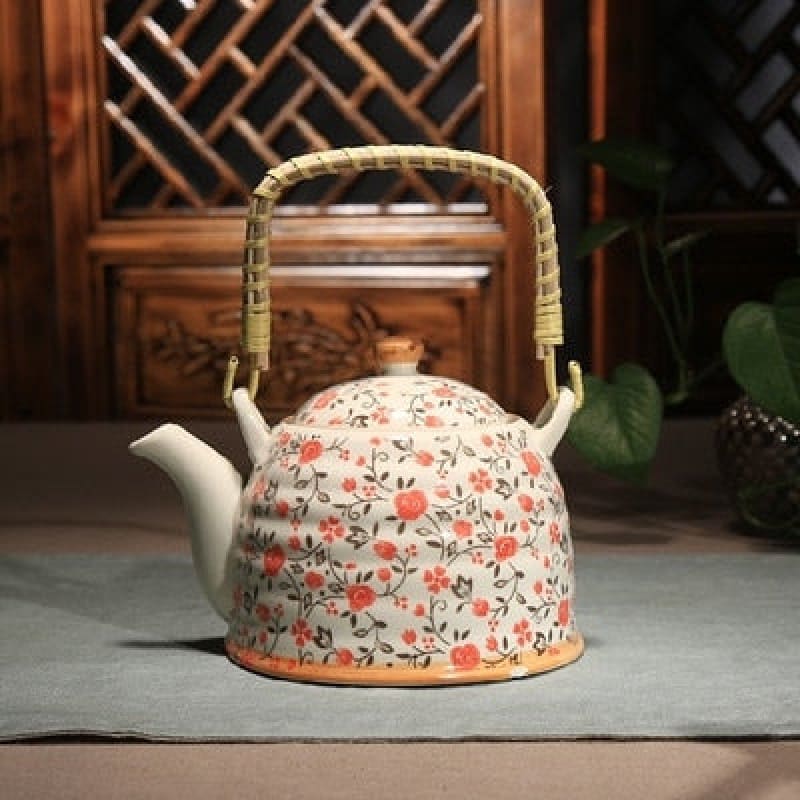 Chinesische teekanne porzellan rote blumen 900ml