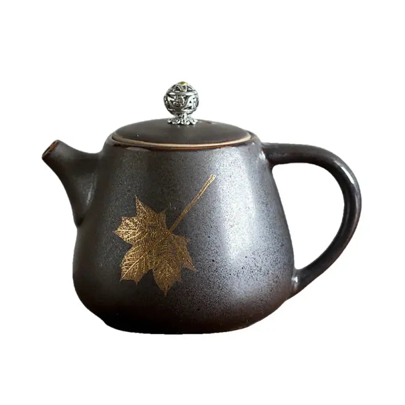 Teekanne Keramik Braun - Goldenes Blatt 350ml