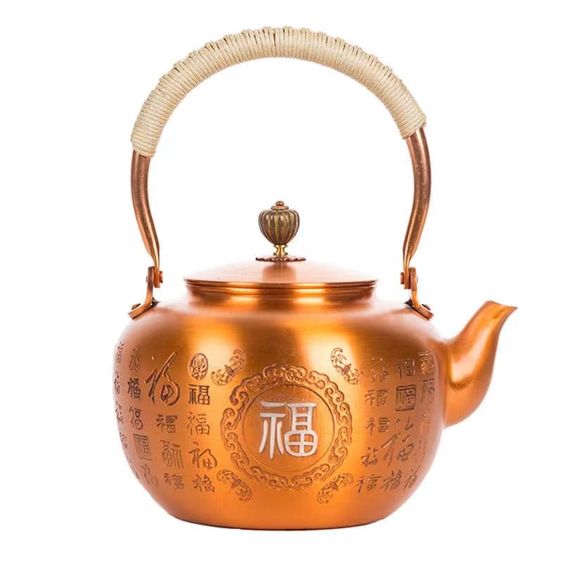 Chinesische teekanne aus vergoldetem kupfer 1.6l
