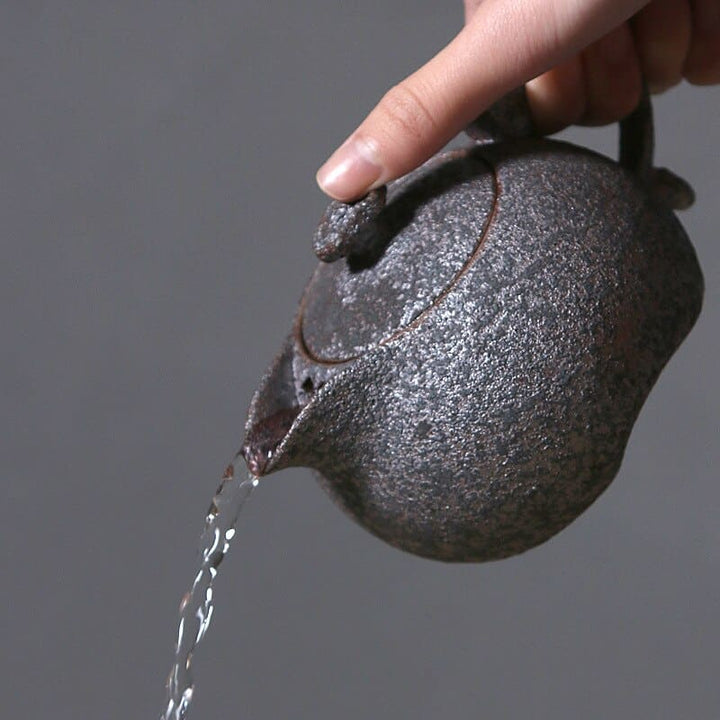 Chinesische teekanne keramik - rosteffekt schwarz 250ml