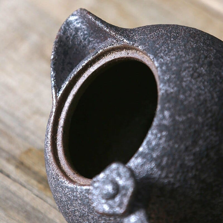 Chinesische teekanne keramik - rosteffekt schwarz 250ml