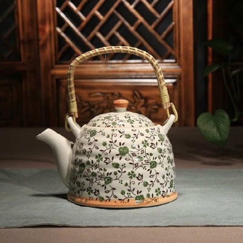 Chinesische teekanne porzellan grüne blumen 900ml