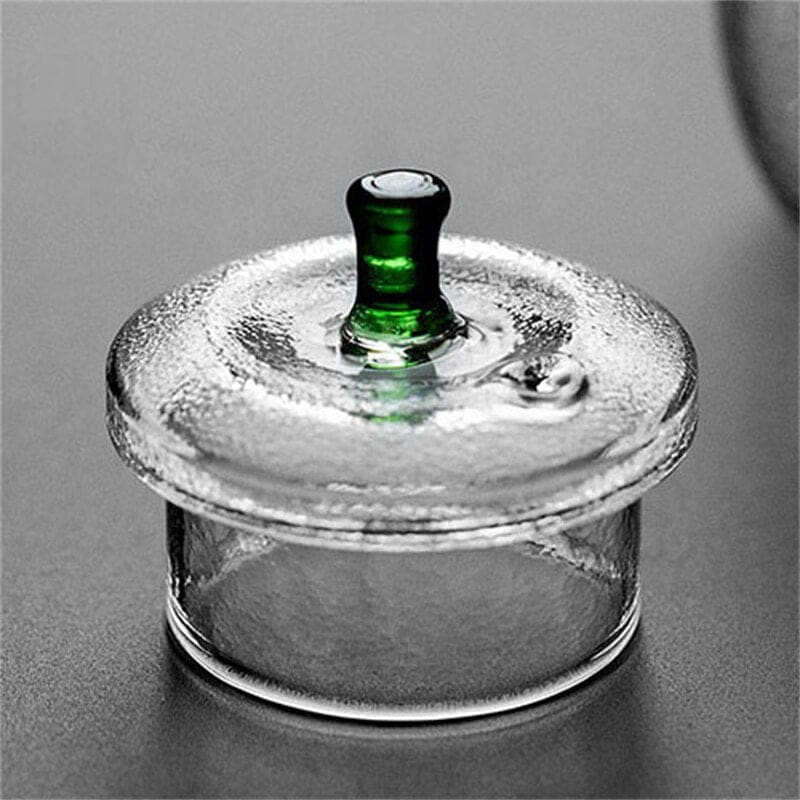 Japanische teekanne glas - transparent grün stahl 300ml