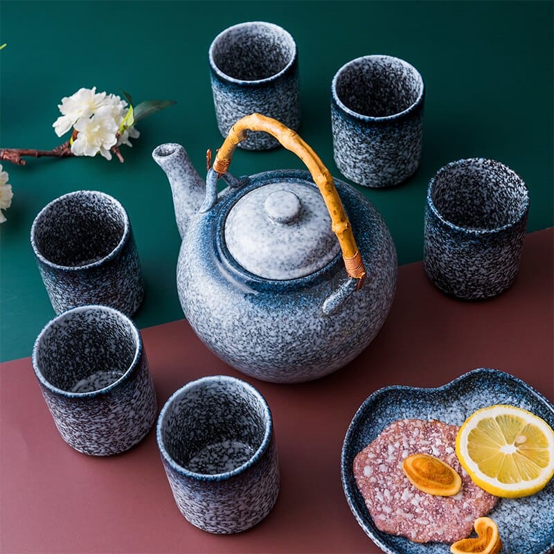 Japanische teekanne keramik - grauer bambus 500ml