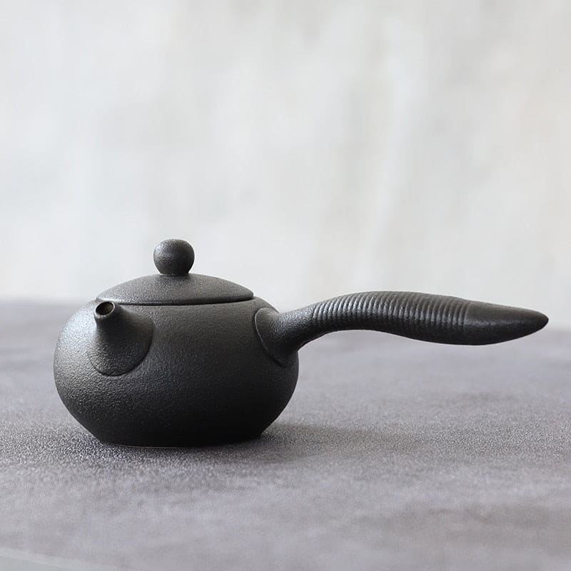 Japanische teekanne keramik - kyusu aus schwarzer 150ml