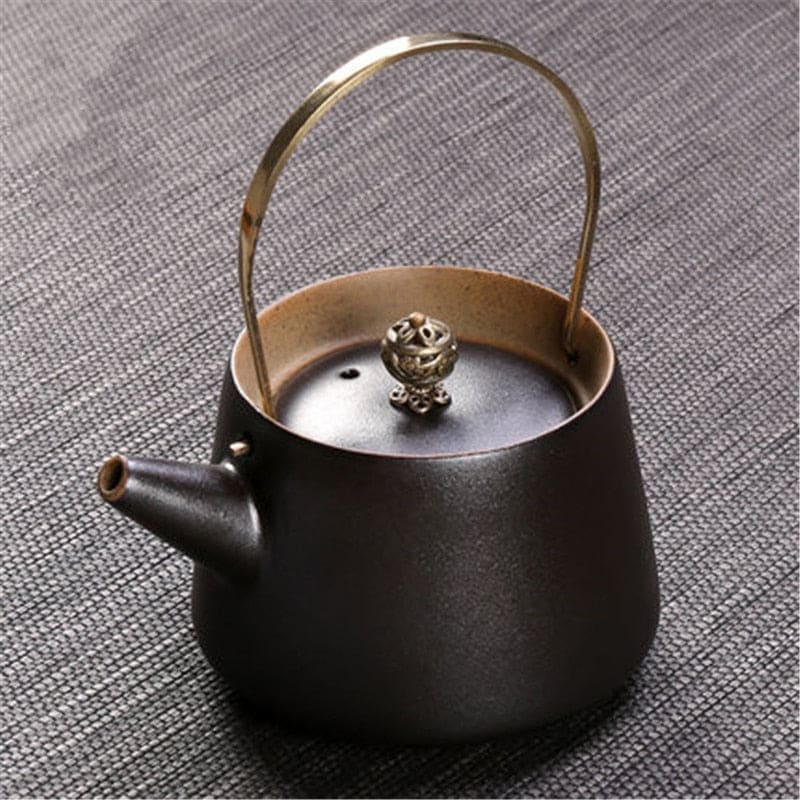 Japanische teekanne keramik - schwarzes design 210ml