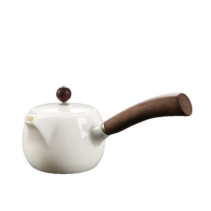 Japanische teekanne keramik - weiss kyusu 200ml