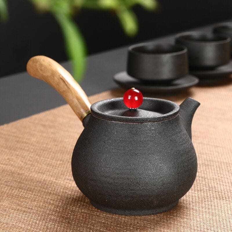 Kleine japanische teekanne keramik - schwarz 180ml