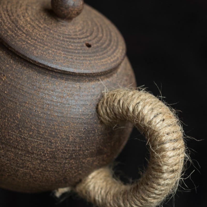 Runde chinesische teekanne vintage aus steinzeugkeramik