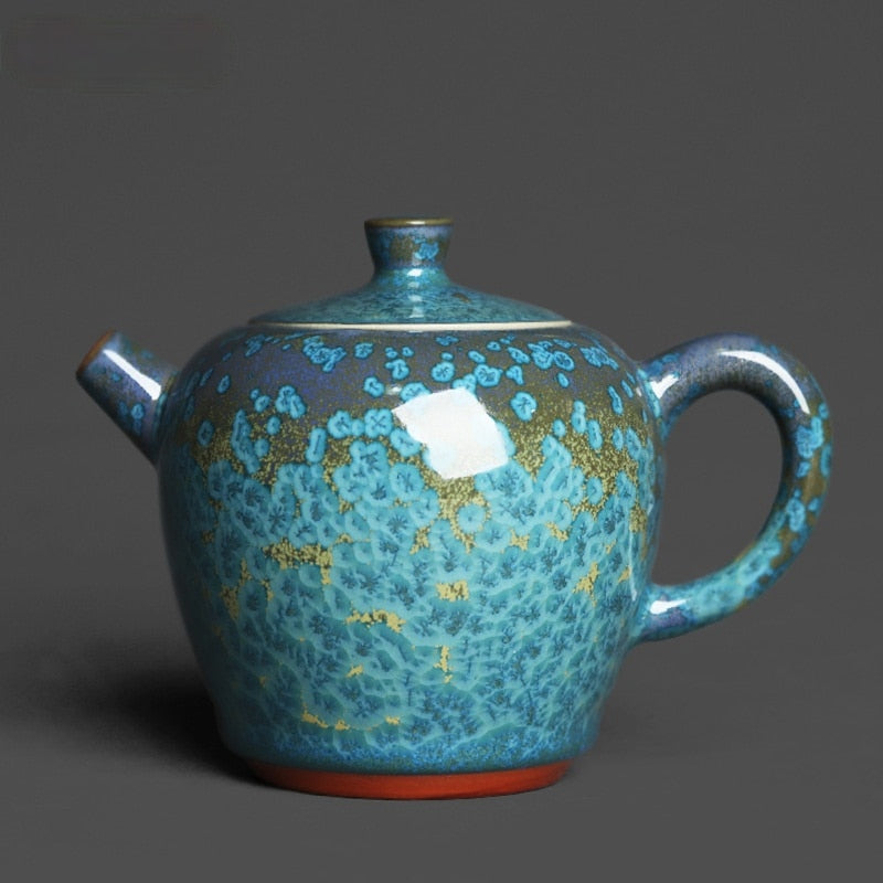 Teekanne blau keramik