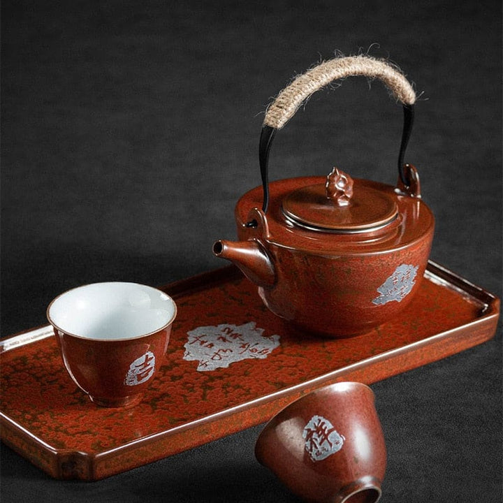Teekanne keramik - altrot japanische schrift 2l
