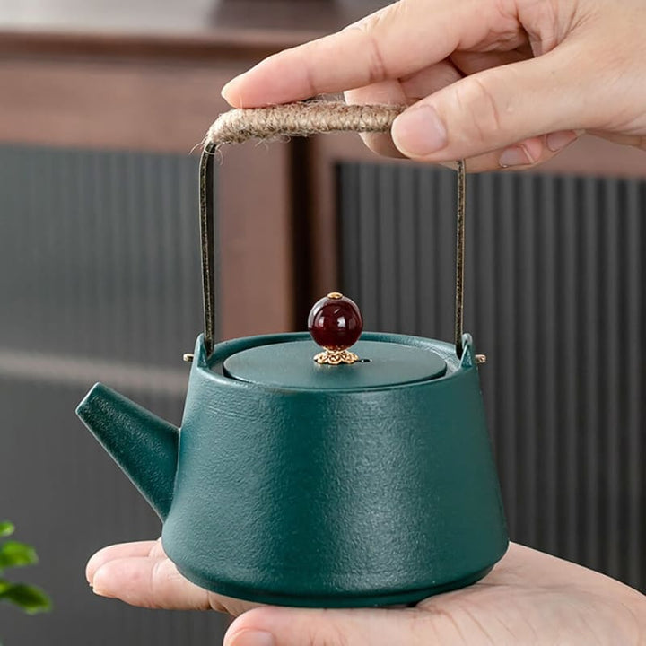Teekanne keramik - einfach dunkelroter deckel 300ml
