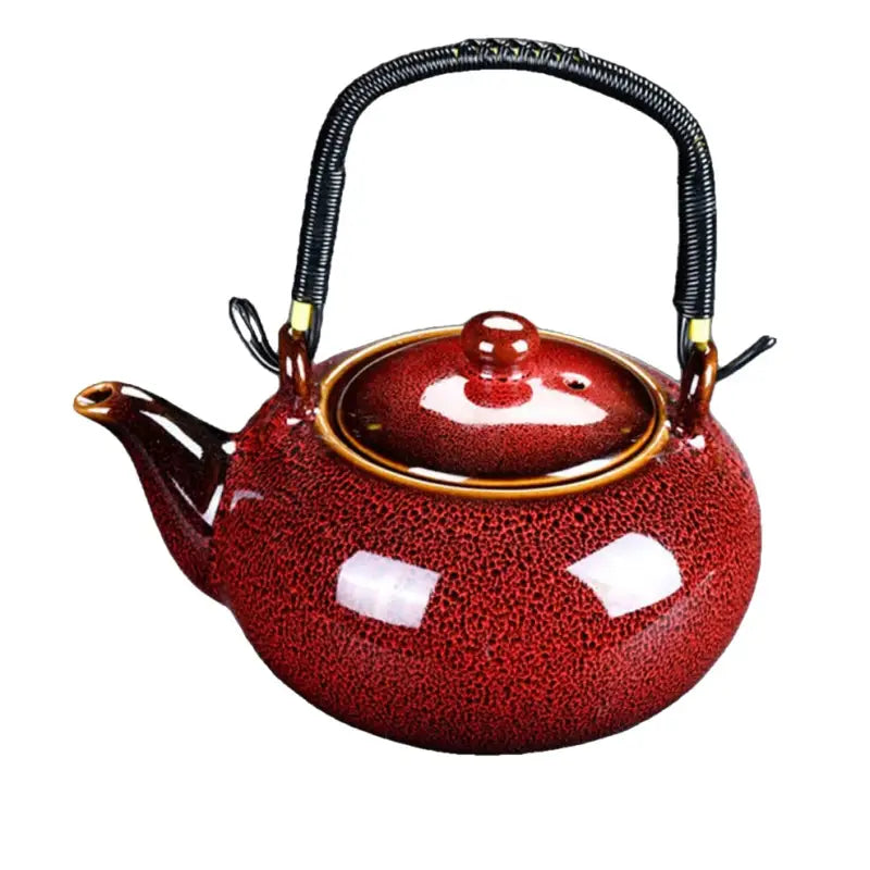 Teekanne keramik rot schwarzer griff 700ml