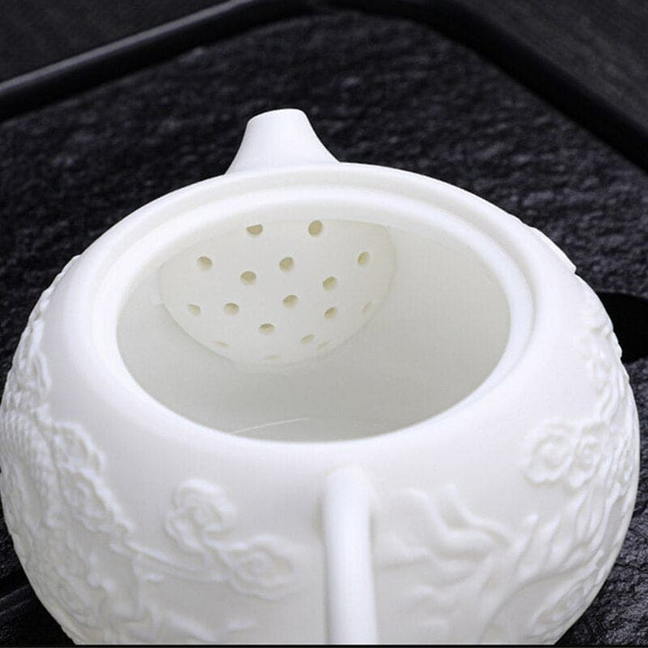 Teekanne keramik weiß - weißer drache 220ml