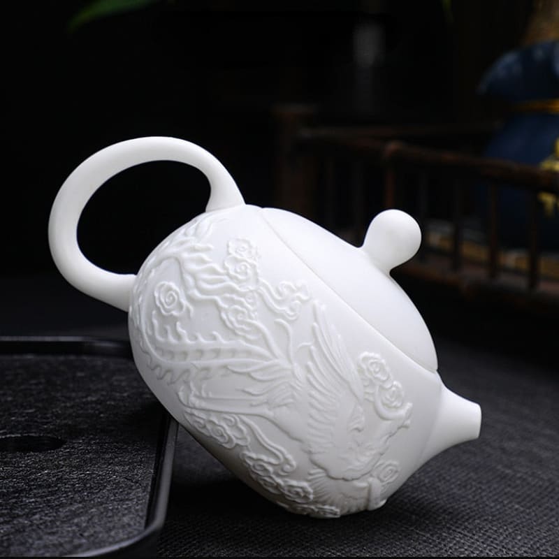 Teekanne keramik weiß - weißer drache 220ml